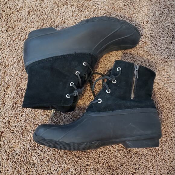 Sperry Saltwater suede Duck Boot Black Serpent Leather 11 - Picture 8 of 8